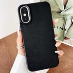 For iPhone XS Max Leather Texture TPU Full Coverage Phone Case(Black)