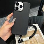 For iPhone 11 Pro Leather Texture TPU Full Coverage Phone Case with Lanyard(Black)