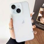 For iPhone 15 Plus Frosted Translucent TPU Full Coverage Phone Case(White)