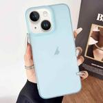 For iPhone 14 Plus Frosted Translucent TPU Full Coverage Phone Case(Light Blue)