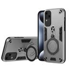 For vivo V30 Metal Ring 360 Degree Rotating Holder PC Hybrid TPU Phone Case(Silver Grey)