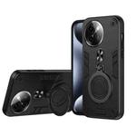 For vivo Y200i Metal Ring 360 Degree Rotating Holder PC Hybrid TPU Phone Case(Black)