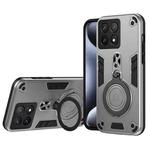 For Xiaomi Poco X6 Pro 5G Metal Ring 360 Degree Rotating Holder PC Hybrid TPU Phone Case(Silver Grey)