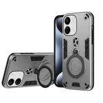 For Redmi 13C 4G / 5G Metal Ring 360 Degree Rotating Holder PC Hybrid TPU Phone Case(Silver Grey)