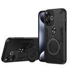 For Redmi Turbo 3 Metal Ring 360 Degree Rotating Holder PC Hybrid TPU Phone Case(Black)