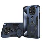 For Redmi Note 14 Pro 5G Metal Ring 360 Degree Rotating Holder PC Hybrid TPU Phone Case(Navy Blue)