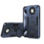 For Honor X9b / Magic6 Lite 5G Metal Ring 360 Degree Rotating Holder PC Hybrid TPU Phone Case(Navy Blue)