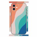 For iPhone 12 Geometric Style All-inclusive PET Phone Decal Adhesive Sticker(Orange Pink)