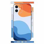 For iPhone 12 Geometric Style All-inclusive PET Phone Decal Adhesive Sticker(White Orange)