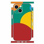 For iPhone 14 Geometric Style All-inclusive PET Phone Decal Adhesive Sticker(Dark Red Yellow)