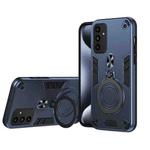 For Samsung Galaxy A15 Metal Ring 360 Degree Rotating Holder PC Hybrid TPU Phone Case(Navy Blue)