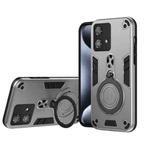 For Motorola Edge 40 Neo Metal Ring 360 Degree Rotating Holder PC Hybrid TPU Phone Case(Silver Grey)