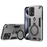 For Motorola Moto G53 5G Metal Ring 360 Degree Rotating Holder PC Hybrid TPU Phone Case(Silver Grey)