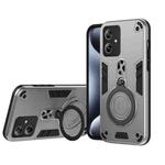 For Motorola Moto G54 Brazil Version Metal Ring 360 Degree Rotating Holder PC Hybrid TPU Phone Case(Silver Grey)