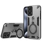 For For Motorola Moto G85 Metal Ring 360 Degree Rotating Holder PC Hybrid TPU Phone Case(Silver Grey)