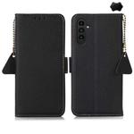 For Samsung Galaxy A16 5G Side-Magnetic TJ Genuine Leather RFID Phone Case(Black)