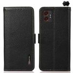 For Samsung Galaxy XCover7 Pro KHAZNEH Side-Magnetic Litchi Genuine Leather RFID Phone Case(Black)