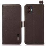For Samsung Galaxy XCover7 Pro KHAZNEH Side-Magnetic Litchi Genuine Leather RFID Phone Case(Brown)
