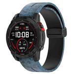 For Garmin Fenix 7S Magnetic Folding Black Buckle Color Printed Silicone Watch Band(Mosaic)