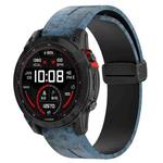 For Garmin Fenix 7 Magnetic Folding Black Buckle Color Printed Silicone Watch Band(Mosaic)