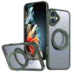 For iPhone 16 Plus Wing Series MagSafe Magnetic Ring Holder Phone Case(Green)