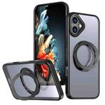 For iPhone 16 Wing Series MagSafe Magnetic Ring Holder Phone Case(Black)