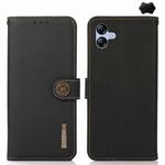 For Samsung Galaxy A07 5G KHAZNEH Custer Genuine Leather RFID Phone Case(Black)