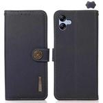 For Samsung Galaxy A07 5G KHAZNEH Custer Genuine Leather RFID Phone Case(Blue)
