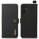 For Samsung Galaxy A17 5G KHAZNEH Custer Genuine Leather RFID Phone Case(Black)
