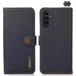 For Samsung Galaxy A17 5G KHAZNEH Custer Genuine Leather RFID Phone Case(Blue)