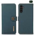 For Samsung Galaxy A17 5G KHAZNEH Custer Genuine Leather RFID Phone Case(Green)