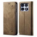 For Redmi K70 Ultra 5G Denim Texture Casual Style Horizontal Flip Leather Case(Khaki)