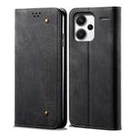 For Redmi Note 13 Pro+ Denim Texture Casual Style Horizontal Flip Leather Case(Black)