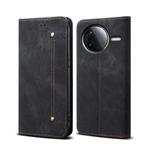 For Redmi K80 Denim Texture Casual Style Horizontal Flip Leather Case(Black)