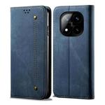 For Redmi Note 14 Pro+ 5G Denim Texture Casual Style Horizontal Flip Leather Case(Blue)