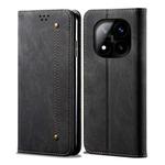 For Redmi Note 14 Pro+ 5G Denim Texture Casual Style Horizontal Flip Leather Case(Black)