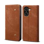 For Redmi A5 4G 171.7mm / Poco C71 Denim Texture Casual Style Horizontal Flip Leather Case(Brown)