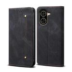 For Redmi A5 4G 171.7mm / Poco C71 Denim Texture Casual Style Horizontal Flip Leather Case(Black)