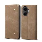 For Redmi Turbo 4 Pro Denim Texture Casual Style Horizontal Flip Leather Case(Khaki)