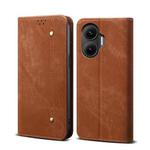 For Redmi Turbo 4 Pro Denim Texture Casual Style Horizontal Flip Leather Case(Brown)