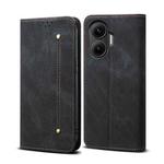 For Redmi Turbo 4 Pro Denim Texture Casual Style Horizontal Flip Leather Case(Black)