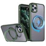 For iPhone 11 Pro Max Wing Series MagSafe Magnetic Ring Holder Phone Case(Green)