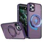 For iPhone 11 Pro Max Wing Series MagSafe Magnetic Ring Holder Phone Case(Dark Purple)