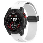 For Garmin Fenix 7X Magnetic Folding Black Buckle Silicone Watch Band(White)