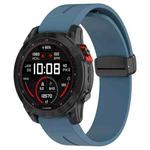 For Garmin Fenix 7X Magnetic Folding Black Buckle Silicone Watch Band(Blue)