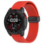 For Garmin Fenix 7X Magnetic Folding Black Buckle Silicone Watch Band(Red)