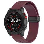 For Garmin Fenix 7X Magnetic Folding Black Buckle Silicone Watch Band(Wine Red)