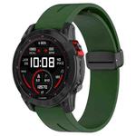 For Garmin Fenix 7X Magnetic Folding Black Buckle Silicone Watch Band(Army Green)