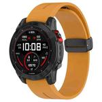 For Garmin Fenix 7 Magnetic Folding Black Buckle Silicone Watch Band(Dark Yellow)