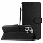 For iPhone 16 Pro Max Silk Texture Horizontal Flip Leather Phone Case(Black)